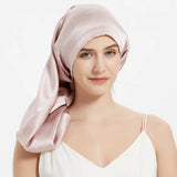 100% Mulberry Silk Bonnet for Sleeping – Long Adjustable Hair Cap