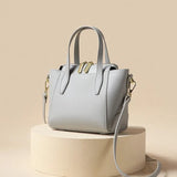 Chic Light-Toned Leather Tote: Elegant Short Handle Bag - Julie bags