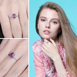Oval Amethyst Gemstone Ring – 925 Sterling Silver Dainty Gold Plated Ring for Women - Julie bags