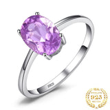 Oval Amethyst Gemstone Ring – 925 Sterling Silver Dainty Gold Plated Ring for Women - Julie bags