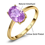 Oval Amethyst Gemstone Ring – 925 Sterling Silver Dainty Gold Plated Ring for Women - Julie bags