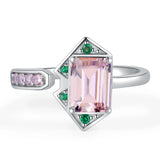 Pink Gemstone Cocktail Ring – 925 Sterling Silver Adjustable Statement Ring for Women - Julie bags