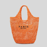 Chic Hollow Tote: Brand Letter Straw Handbag for Women - Julie bags