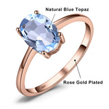 Oval Amethyst Gemstone Ring – 925 Sterling Silver Dainty Gold Plated Ring for Women - Julie bags