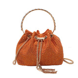 Trendy and Colorful: Women's Diamante Chain Tassel Crossbody Bucket Bag - Julie bags