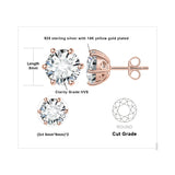 Moissanite Stud Earrings – D Color 925 Sterling Silver Classic Solitaire Earrings for Women - Julie bags