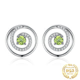 Peridot Circle Stud Earrings – 925 Sterling Silver Double Halo Gemstone Earrings for Women - Julie bags