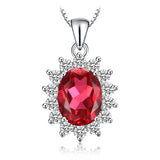 Oval Blue Sapphire Halo Pendant Necklace – 925 Sterling Silver Vintage Royal Style Necklace for Women - Julie bags