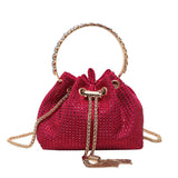 Trendy and Colorful: Women's Diamante Chain Tassel Crossbody Bucket Bag - Julie bags