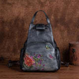 Vintage Chic: Genuine Leather Women's Backpack - Julie bags