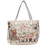 Chic and Playful: Bear Graffiti Tote Bag for Fashion-forward Women - Julie bags