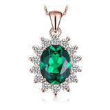 Oval Blue Sapphire Halo Pendant Necklace – 925 Sterling Silver Vintage Royal Style Necklace for Women - Julie bags