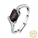 Smoky Quartz Emerald Cut Ring – 925 Sterling Silver for Women - Julie bags
