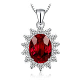 Oval Blue Sapphire Halo Pendant Necklace – 925 Sterling Silver Vintage Royal Style Necklace for Women - Julie bags
