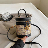Chic Barrel Shape Embroidered Leather Crossbody Bag - Julie bags