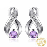 Infinity Amethyst Stud Earrings – 925 Sterling Silver Purple Gemstone Earrings for Women - Julie bags