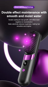 Cordless Hair Straightening Brush – Rechargeable 4-Temperature Styling Comb