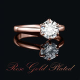 Round Cut Moissanite Solitaire Ring – 925 Sterling Silver Dainty Engagement Ring for Women - Julie bags