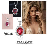 Oval Blue Sapphire Halo Pendant Necklace – 925 Sterling Silver Vintage Royal Style Necklace for Women - Julie bags