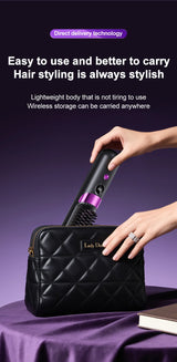 Cordless Hair Straightening Brush – Rechargeable 4-Temperature Styling Comb
