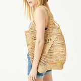 Chic Hollow Tote: Brand Letter Straw Handbag for Women - Julie bags