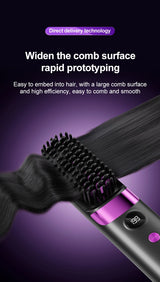 Cordless Hair Straightening Brush – Rechargeable 4-Temperature Styling Comb