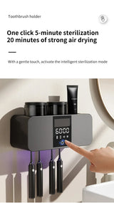 Wireless UV Toothbrush Sterilizer & Dryer – Wall Mounted Rechargeable Holder