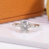 Oval Cut Moissanite Engagement Ring – 925 Sterling Silver 18K White Gold Plated Promise Ring for Women - Julie bags