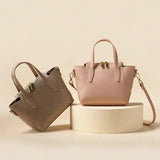 Chic Light-Toned Leather Tote: Elegant Short Handle Bag - Julie bags