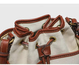 Denim Bucket Bag for Women – Drawstring Shoulder Handbag with Leather Trim - Julie bags