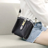 Knitted Series: Stylish Genuine Leather Bucket Bag and Crossbody Chic - Julie bags