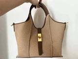 Women’s Canvas Bucket Bag with Leather Trim | Elegant Crossbody & Top Handle Tote Bag - Julie bags