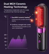 Cordless Hair Straightening Brush – Rechargeable 4-Temperature Styling Comb