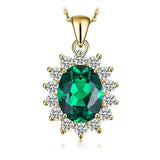 Oval Blue Sapphire Halo Pendant Necklace – 925 Sterling Silver Vintage Royal Style Necklace for Women - Julie bags