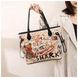 Chic and Playful: Bear Graffiti Tote Bag for Fashion-forward Women - Julie bags