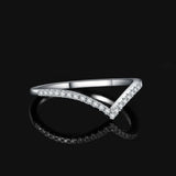 JewelryPalace 5A CZ V Half Eternity Stakable 925 Sterling Silver Wedding Band Ring for Woman Anniversary Gift Fine Jewelry - Julie bags