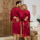 Baroque Style Silk Satin Couple Robe - Luxury Long Nightgown