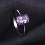 Oval Amethyst Gemstone Ring – 925 Sterling Silver Dainty Gold Plated Ring for Women - Julie bags