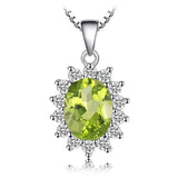 Oval Blue Sapphire Halo Pendant Necklace – 925 Sterling Silver Vintage Royal Style Necklace for Women - Julie bags