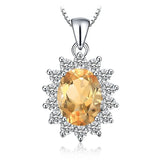 Oval Blue Sapphire Halo Pendant Necklace – 925 Sterling Silver Vintage Royal Style Necklace for Women - Julie bags
