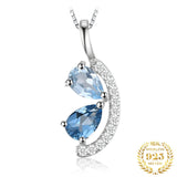 Sky Blue & London Blue Topaz Pendant Necklace – 925 Sterling Silver Teardrop Gemstone Necklace for Women - Julie bags