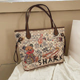 Chic and Playful: Bear Graffiti Tote Bag for Fashion-forward Women - Julie bags