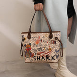 CHIC AND PLAYFUL: BEAR GRAFFITI FASHION TOTE BAG - Julie bags