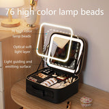Illuminate Your Beauty: Large Capacity Cosmetic Bag with LED Mirror - Julie bags