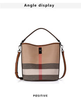 Plaid Canvas Luxury Women's Bucket – Timeless Elegance - Julie bags