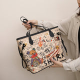 CHIC AND PLAYFUL: BEAR GRAFFITI FASHION TOTE BAG - Julie bags