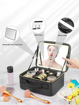 Illuminate Your Beauty: Large Capacity Cosmetic Bag with LED Mirror - Julie bags