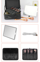 Illuminate Your Beauty: Large Capacity Cosmetic Bag with LED Mirror - Julie bags