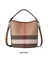 Plaid Canvas Luxury Women's Bucket – Timeless Elegance - Julie bags