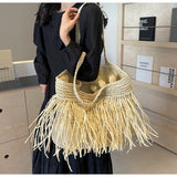 Sun-Kissed Style: Embrace the Serenity with our Striped Beach Straw Bag - Julie bags